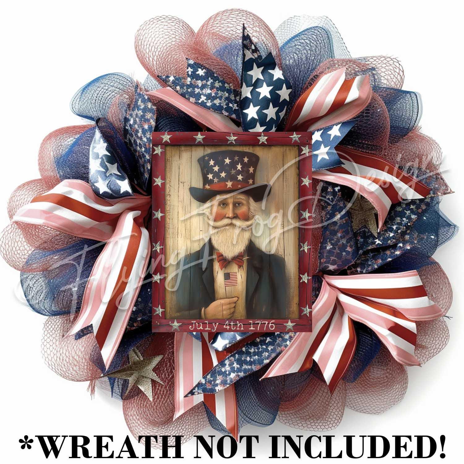 Vintage Americana America Patriotic Primitive Uncle Sam 1776 Flag
