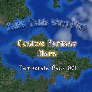 4 benutzerdefinierte Fantasy-Realm-Karten (Temperate Pack 001) von Fable Table Workshop