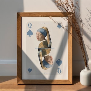 Maksymalny zmieniony wydruk ścienny, plakat z kartami do gry, dziewczyna z perłą, modny wystrój ścienny w stylu vintage, sztuka w akademiku w stylu retro