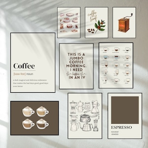 Coffee Bar Gallery Wall Set of 10 Prints | Coffee Wall Art | Coffee Print | Coffee Bar Prints | Coffee Art | Digital Download