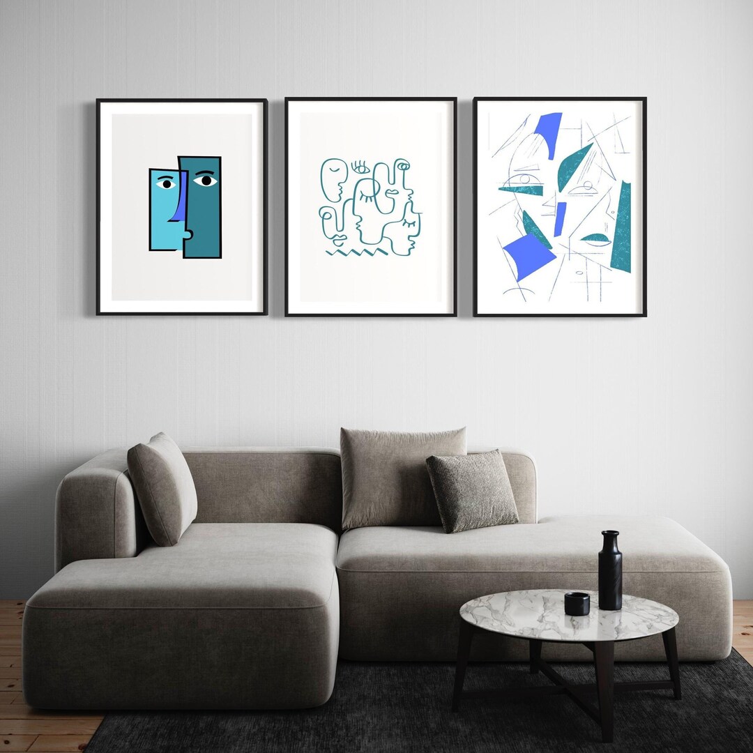 Picasso Style Wall Art Print Abstract Digital Modern Home Decor Set of ...