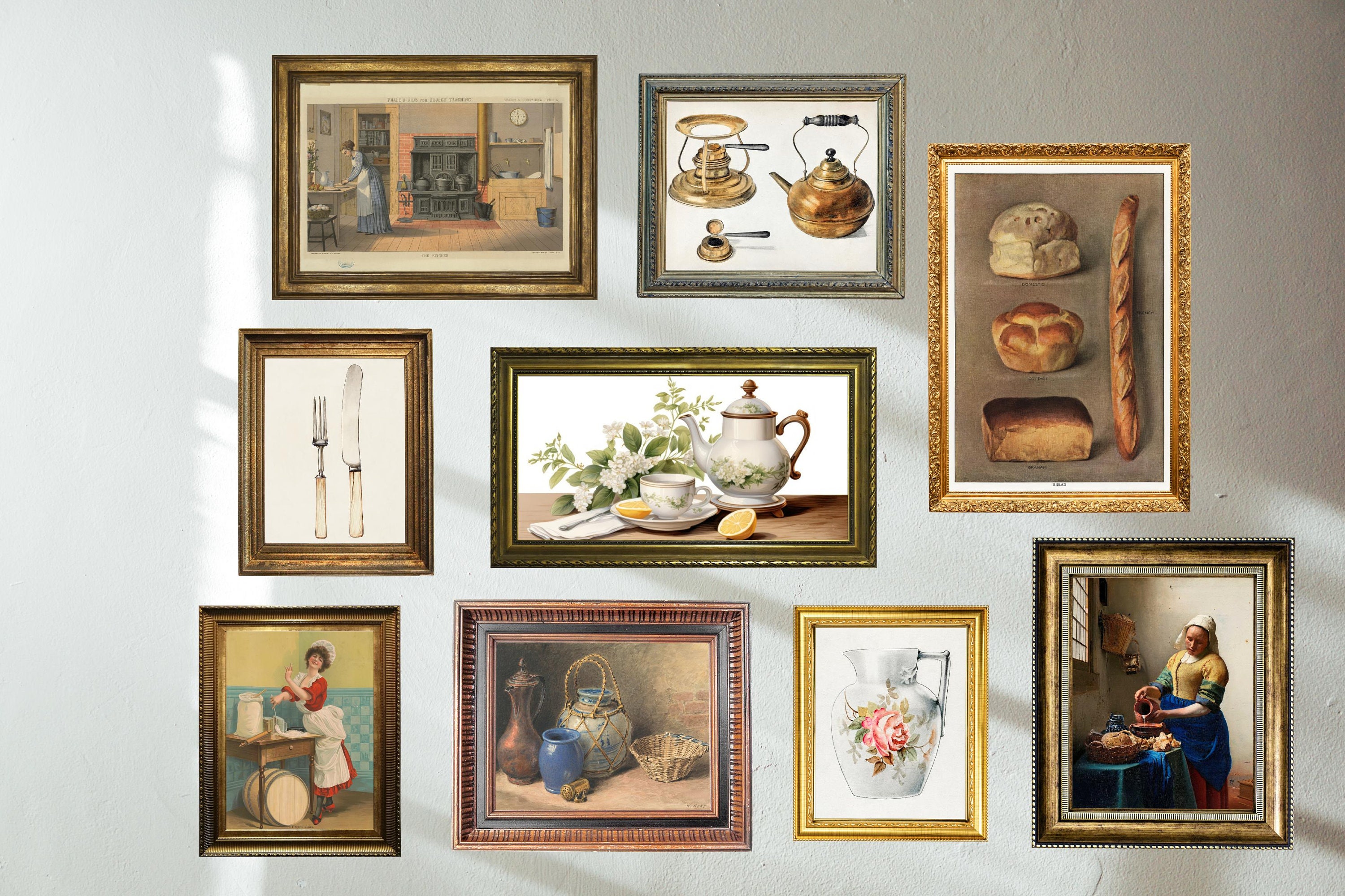 Vintage Kitchen Wall Art Vintage Gallery Wall Set Dining Rom Wall Art ...