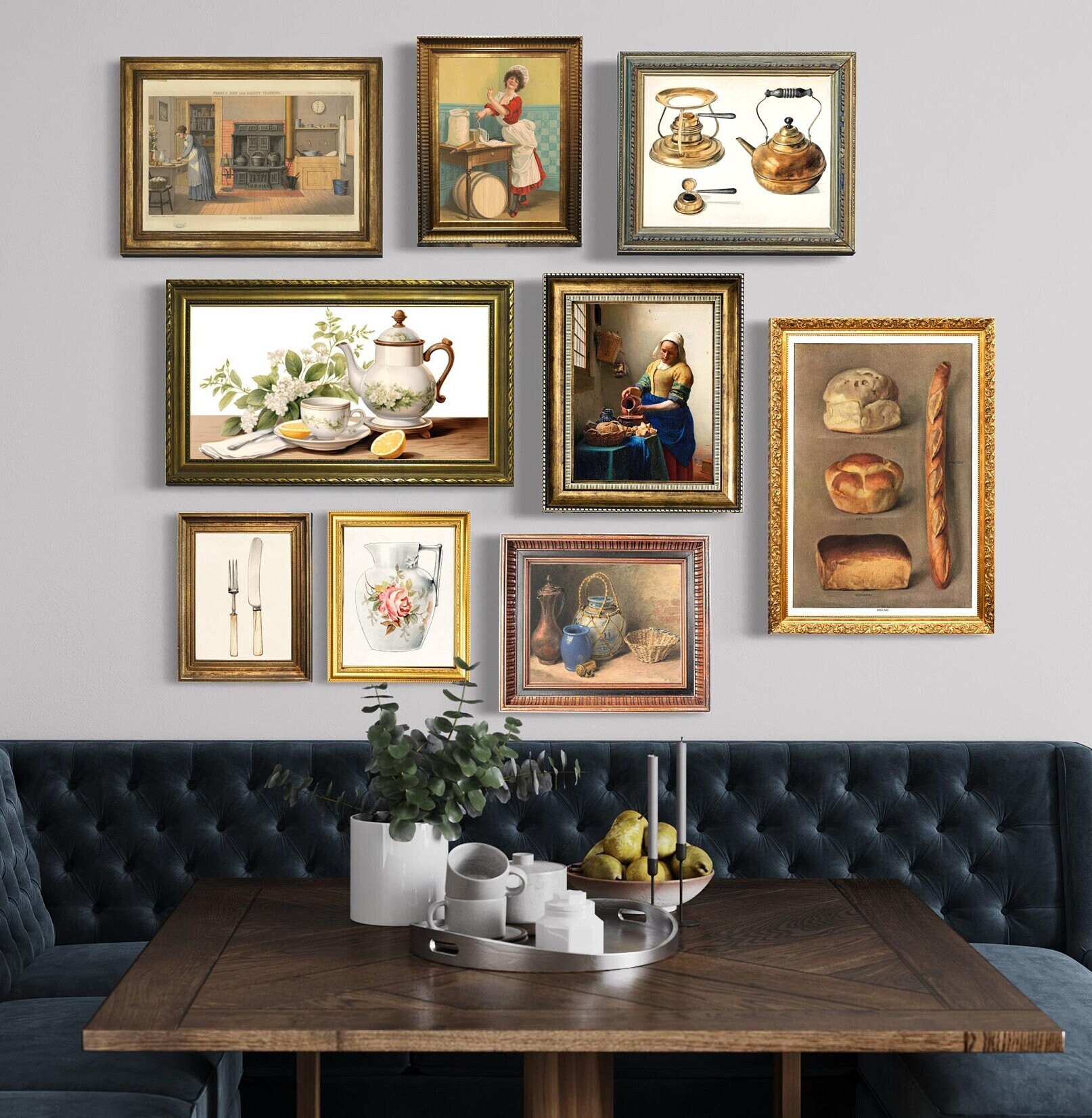Vintage Kitchen Wall Art Vintage Gallery Wall Set Dining Rom Wall Art ...