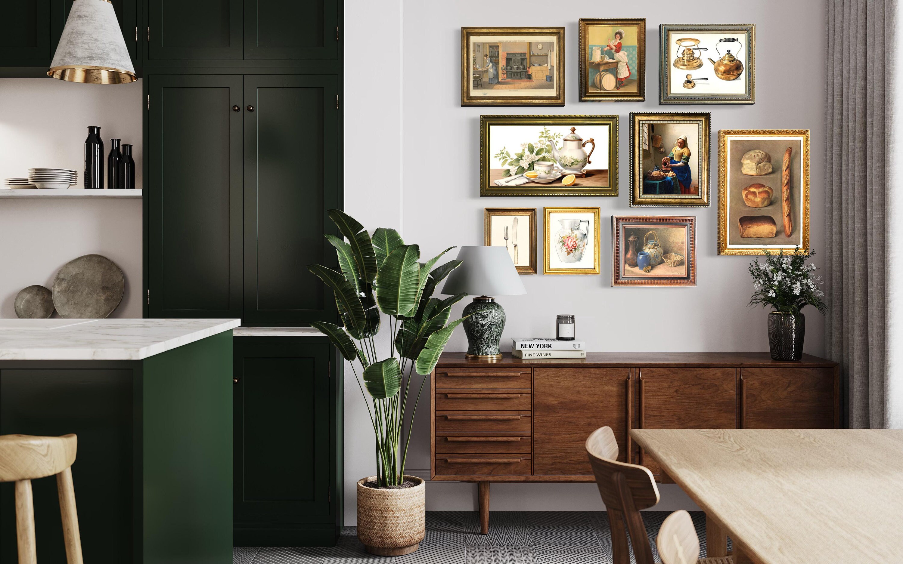 Vintage Kitchen Wall Art Vintage Gallery Wall Set Dining Rom Wall Art ...