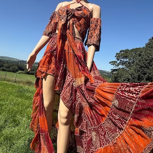 Boho red fairy Handmade one of a kind two piece set