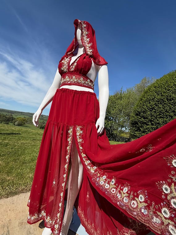Cherry red Best fit M,L,XL  goddess flow two piece set / one of a kind!