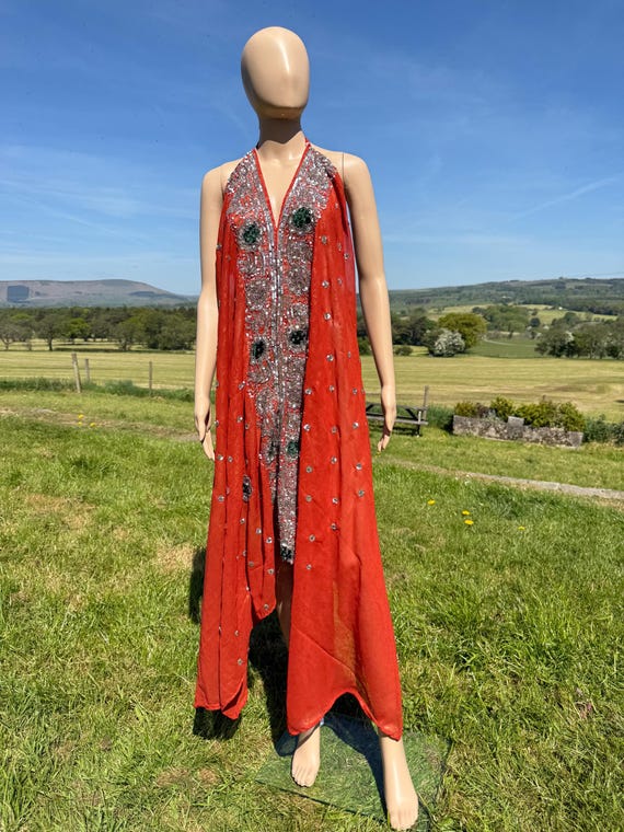 burnt orange sun dress Asos Burnt Orange Long Sleeve Mini Sundress V Neck Cut Out - Size XS or S