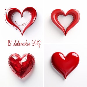 Clipart Cuore rosso, Calendario digitale amorevole, Libro da grattare, Matrimonio, Regalo per gli amici, Stampa artistica, Arte digitale JPG 400 dpi Scarica uso commerciale