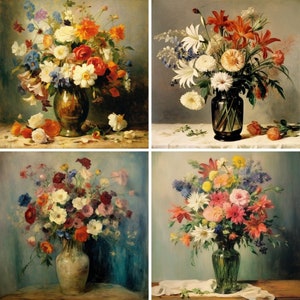 Vaso de flores aquarela, flores de outono, arte de parede impressa, pacote de clipart, gráficos PNG 400, download digital instantâneo, uso comercial