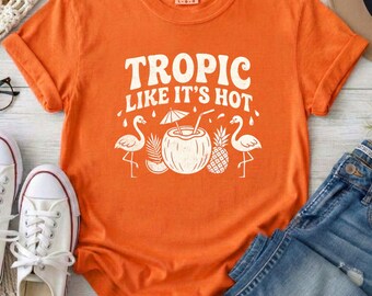 Comfort Colors Tropic Like It's Hot Beach Graphic Tee, Summer Ocean Lover Shirt