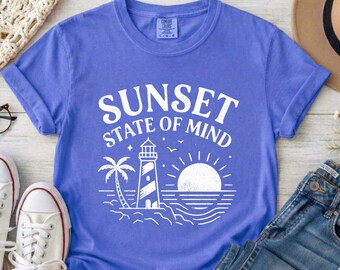 Comfort Colors Sunset State of Mind Beach T-Shirt, Summer Beach Shirt