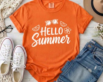 Comfort Colors® Hello Summer Beach Shirt, Vacation Tee