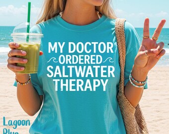 Comfort Colors 1717 T-Shirt, Saltwater Therapy Beach Tee, Summer Coastal Graphic Shirt