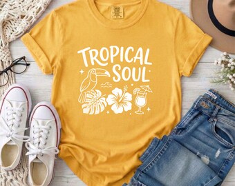 Comfort Colors Tropical Soul Beach T-Shirt, Summer Vacation Tee