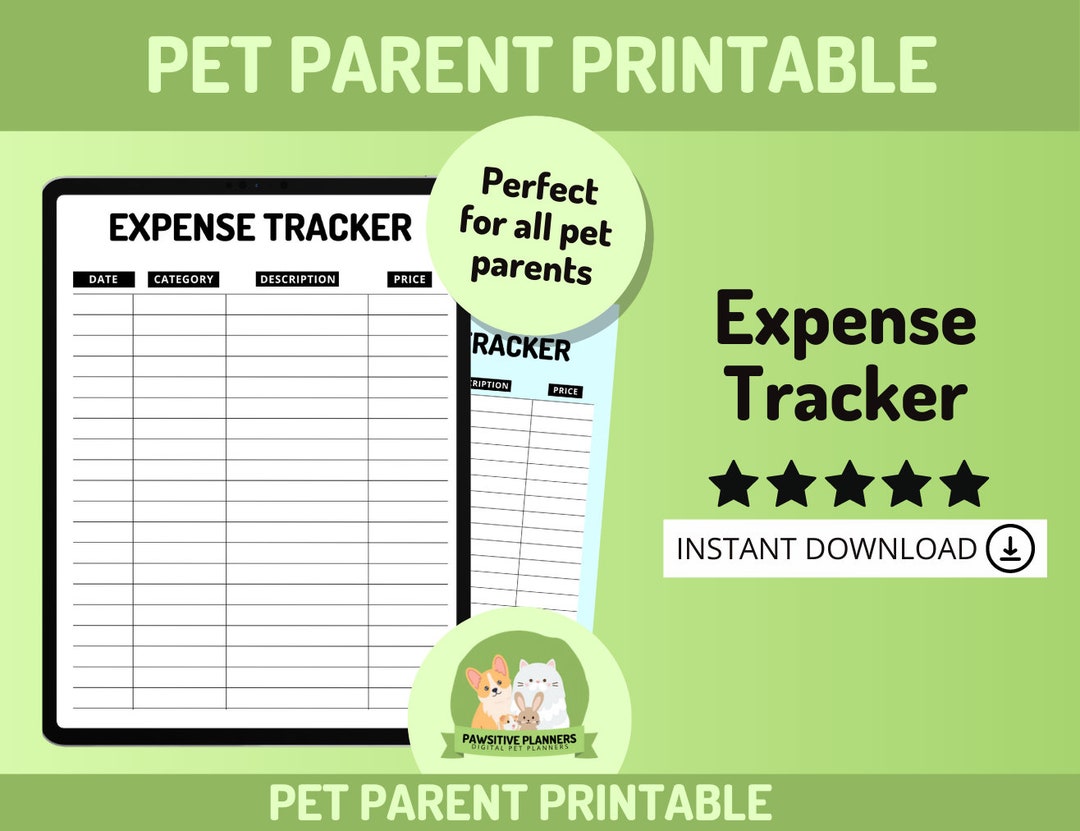 Pet Expense Tracker Printable Bundle Printable Pet Workbook Etsy