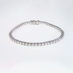 2/3/4/5/6 mm Moissanite Tennis Bracelet with Lobster Clasp in White Gold-Plated 925 Silver
