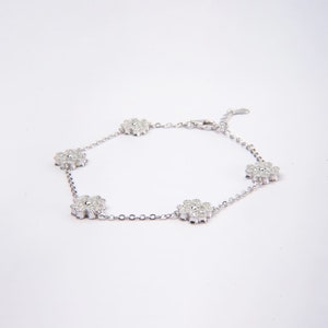 Five Clover Cluster Moissanite Bracelet - 925 Silver Adjustable Charm