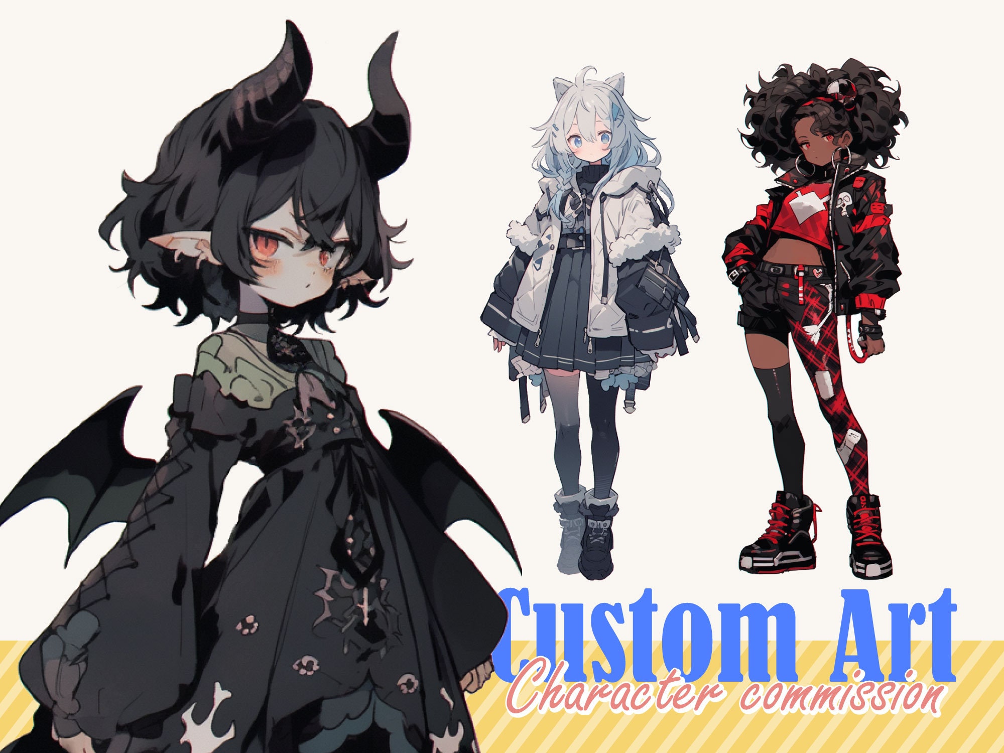 Custom Detailed dark anime characters Art Commission