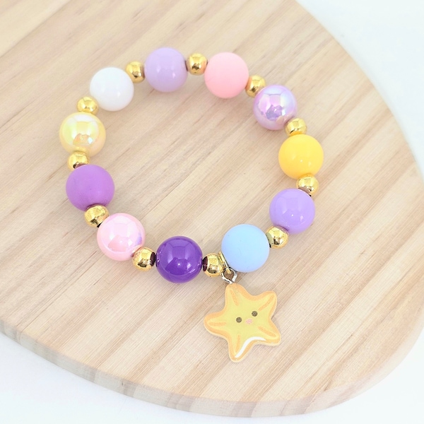 Wish DIY Bracelet Kit/ Wishing Star Party Favors/ Birthday Activity for Girls/ Purple Charm Bracelet Boho Gold for Kids Christmas Stockings