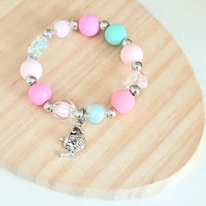 Tea Party DIY Bracelet Kit/ Cute Garden Party Favors/ Birthday Activity for Girls/ Pink Charm Bracelet Boho Gold for Kids/ Stockings