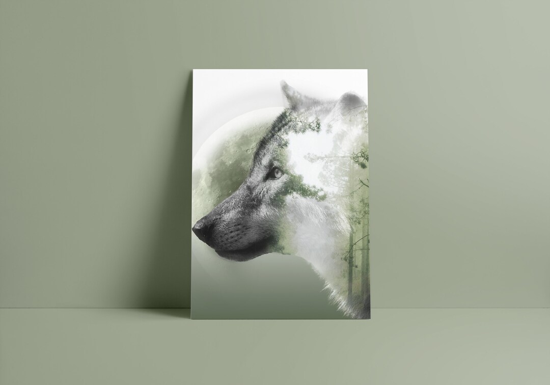 Wolf in the Moon Poster Wolf Poster Nature Wall Art Animal - Etsy