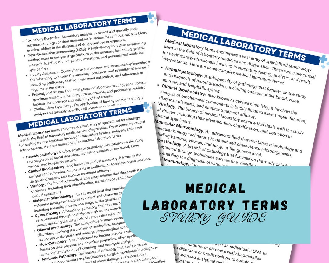 Medical Laboratory Terms Nursing Study Guide Digital Etsy