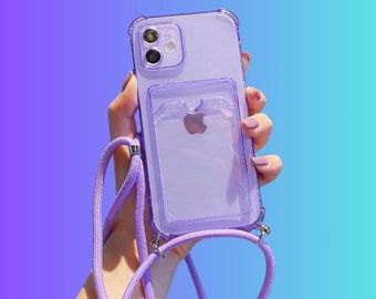 Transparente Halskette Strap Phone Case, durchsichtige Phone Case, Hüllen für iPhone X 11 12 13 14 15, stoßfeste Hülle, weiche Phone Case