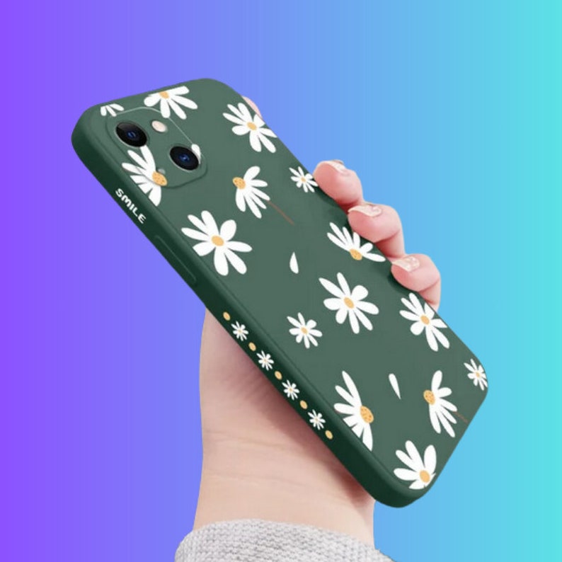 Niedliche Gänseblümchen-Blumen-Telefonkasten mit Mikrofaser bedeckter Innenseite für iPhone 15 14 13 12 11 Pro Max Mini X XR XS MAX SE2020 8 7 Plus 6 6S Plus Bild 4