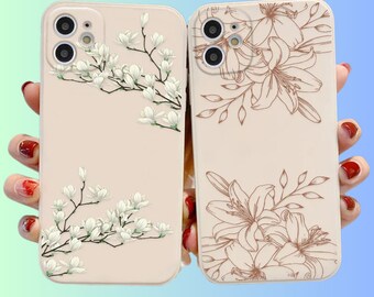 Cute Flower Print Phone Case, Cases For iPhone X, 11, 12, 13, 14, 15, Floral Phone Case, Shockproof Cover, Cute Phone Cases
