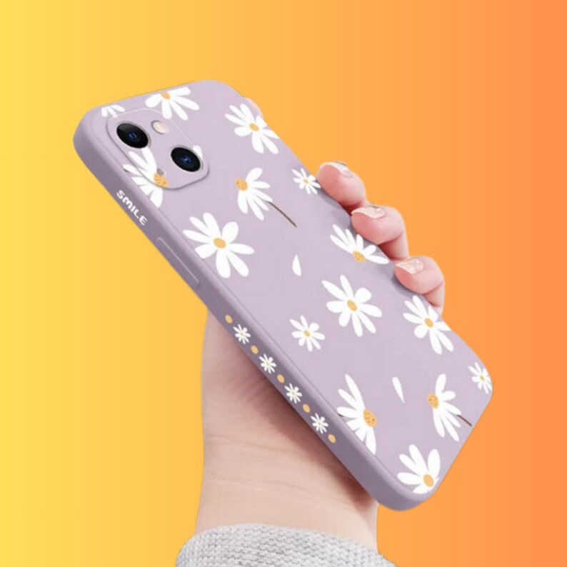 Niedliche Gänseblümchen-Blumen-Telefonkasten mit Mikrofaser bedeckter Innenseite für iPhone 15 14 13 12 11 Pro Max Mini X XR XS MAX SE2020 8 7 Plus 6 6S Plus Bild 3