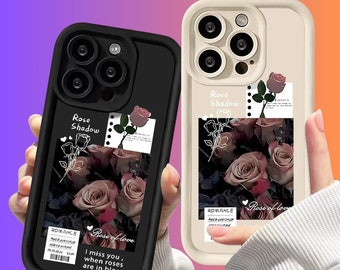 Rose Flower Phone Case, Cases For iPhone X, 11, 12, 13, 14, Graphic Print Phone Case, Floral Phone Case, Shockproof Cover, Cute Phone Cases