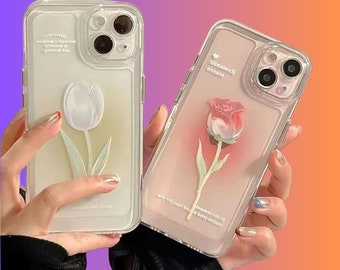 Tulp telefoonhoesje, hoesjes voor iPhone X, 11, 12, 13, 14, siliconen telefoonhoesje, bloemen telefoonhoesje, schokbestendige cover, schattige telefoonhoesjes