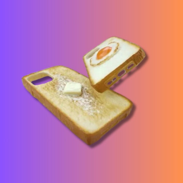 Geröstetes Brot mit Butter und Eiern Förmige Hüllen für iPhone 11 12 13 14 15 ProMax, Lebensmittel Handyhülle, lustige Handyhülle, Geschenk für ihn