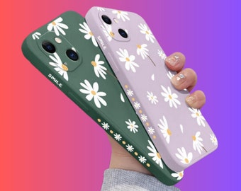 Étui de téléphone mignon Daisy Flower avec microfibre recouverte à l’intérieur pour iPhone 15 14 13 12 11 Pro Max Mini X XR XS MAX SE2020 8 7 Plus 6 6S Plus