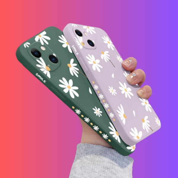 Cute Daisy Flower Phone Case With Microfiber Covered Inside For iPhone 15 14 13 12 11 Pro Max Mini X XR XS MAX SE2020 8 7 Plus 6 6S Plus