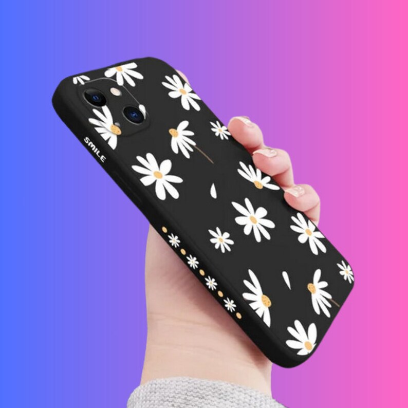 Niedliche Gänseblümchen-Blumen-Telefonkasten mit Mikrofaser bedeckter Innenseite für iPhone 15 14 13 12 11 Pro Max Mini X XR XS MAX SE2020 8 7 Plus 6 6S Plus Bild 5