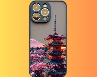 Japanische Landschaft Fall für Iphone, iPhone Modell X, 11, 12, 13, 14, 15, Y2K Handytasche, ästhetische Handytasche, Mount Fuji Handytasche