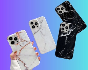 Marble Design Case For iPhone, Shockproof Cases For iPhone X, 11, 12, 13, 14, 15, Shiny Marble Phone Case, Thick Back Cases