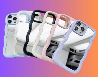 Étui de téléphone miroir à bordure ondulée, étui de téléphone couleur bonbon, étuis antichoc pour iPhone X, 11, 12, 13, 14, 15, étui de téléphone souple, étuis arrière épais