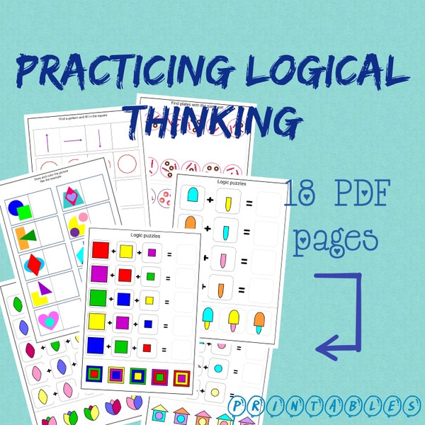 Logic Activity Pack| Logical Thinking Games for Kids| Brain Teasers| Preschool Worksheets| Homeschool| Kindergarten Educational Printables