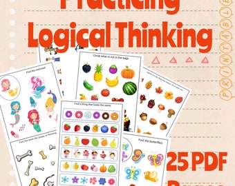 Logic Activity Pack| Logical Thinking Games for Kids| Brain Teasers| Preschool Worksheets| Homeschool| Kindergarten Educational Printables