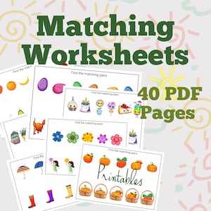 Printable Matching Worksheets| Match the Picture| Preschool Worksheets| Kindergarten Printables| Learning Activities| Homeschool