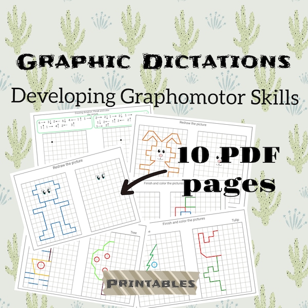 Graphic Dictation| Developing Graphomotor Skills|Visual Motor Worksheets|Preschool Activities|Kindergarten|Homeschool|Educational Printables