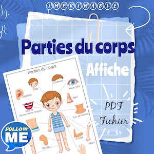 Affiche des Parties du corps pour tout-petits / Art mural imprimable / Impressions éducatives / Apprentissage préscolaire à domicile