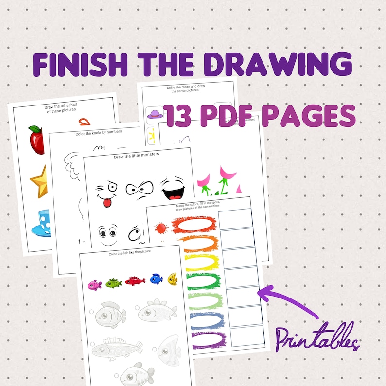 Finish the Drawing Activities for Kids coloring Pages drawing Practice
