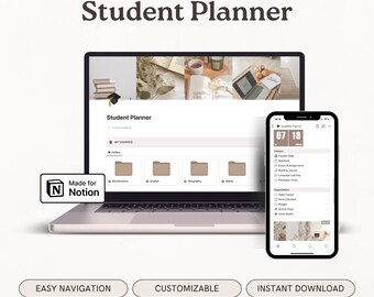 Student Planner Notion Template | Notion Student Planner Template | Student Planner | Notion Dashboard | Aesthetic Notion Planner