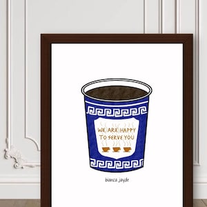 NYC Coffee Cup Wall Art – Minimalist Coffee Cup Print, Fun Kitchen Decor, Pop Art Poster, Apartment Wall Art, Gift for Coffee Lover