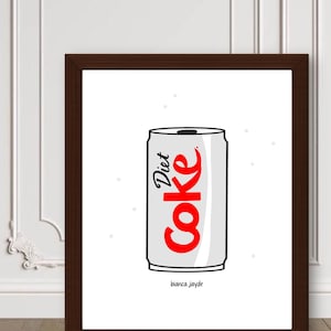 Diet Coke Wall Art – Minimalist Soda Can Print, Fun Kitchen Decor, Pop Art Poster, Apartment Wall Art, Gift for Diet Coke Lover
