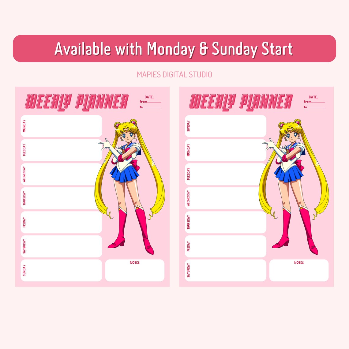 Sailor Moon Planner Printable Sailor Moon Planner Sailor Moon Weekly ...