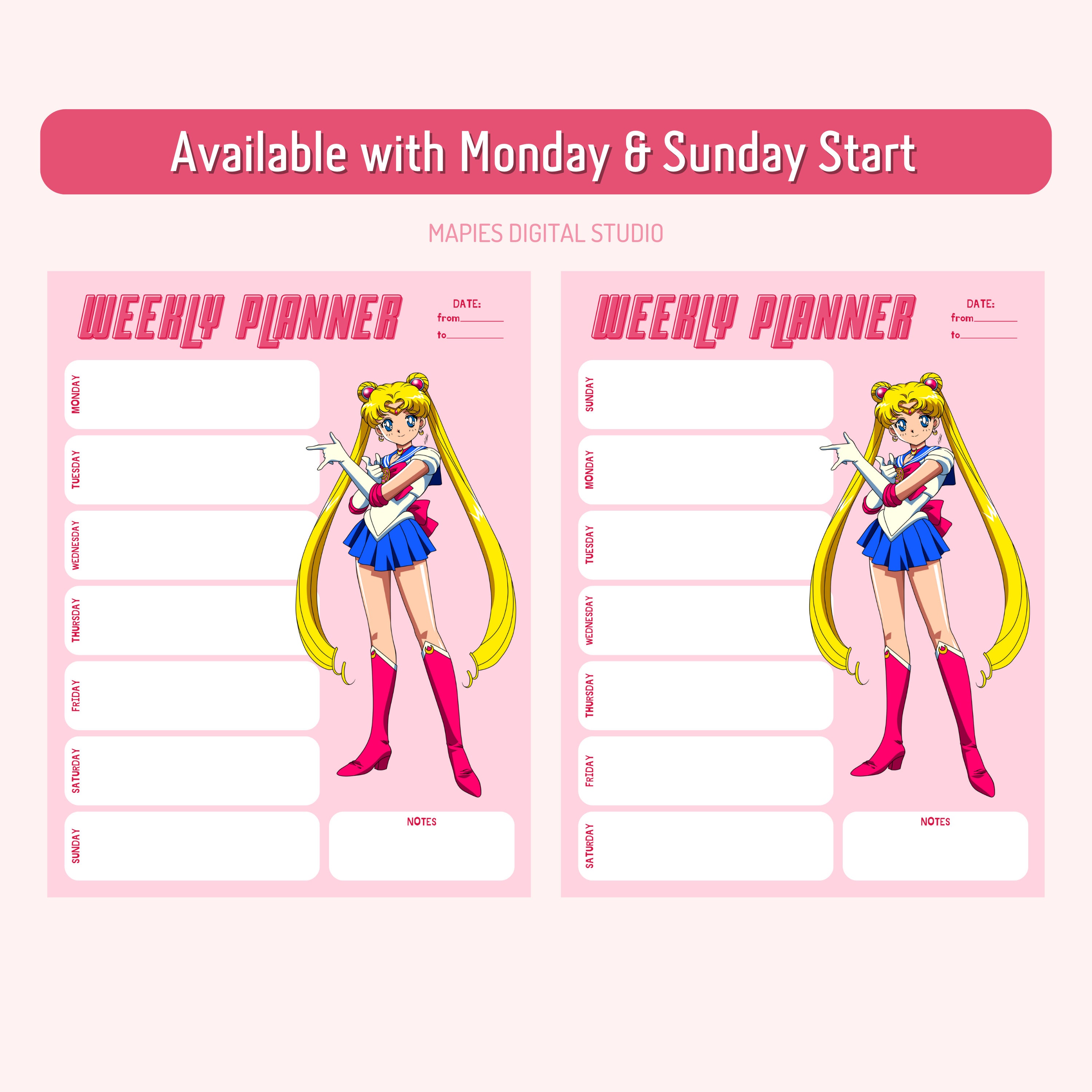 Sailor Moon Planner Printable Sailor Moon Planner Sailor Moon Weekly ...